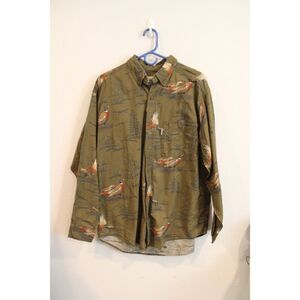 Woolrich size large mens pheasant print brown green novelty print button down